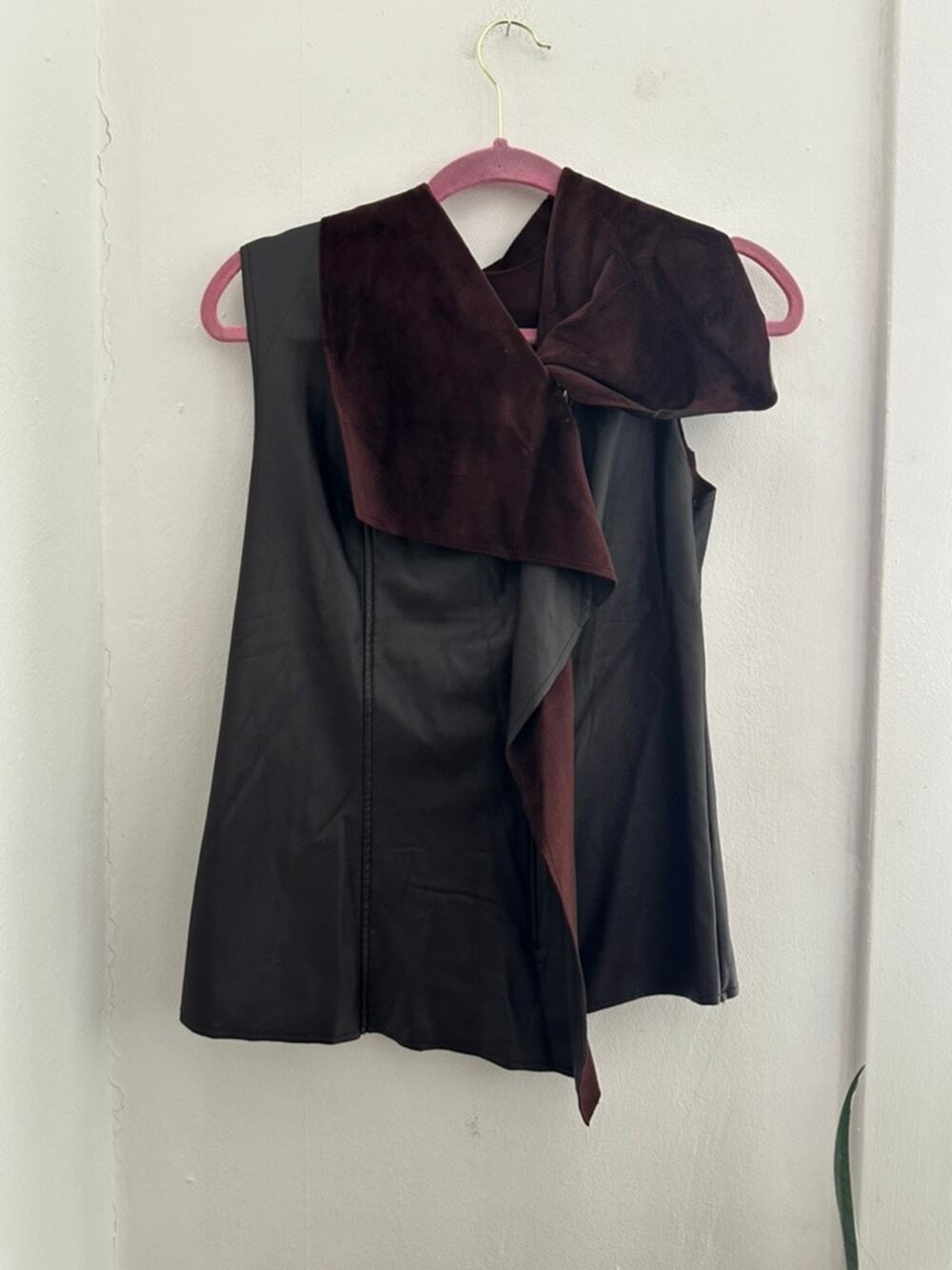 TANGERINE Women's Brown Faux Leather Zip Vest | Size Small
